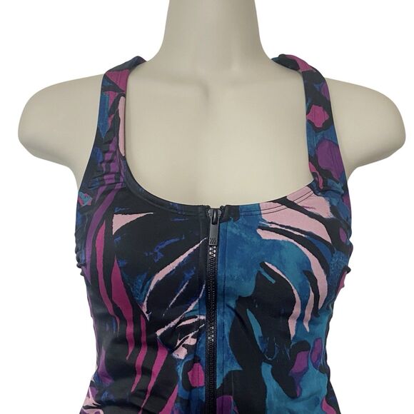 All In Motion Womens Size Small Zip-Front One Piece Swimsuit Racerback Laser Cut - Picture 2 of 13